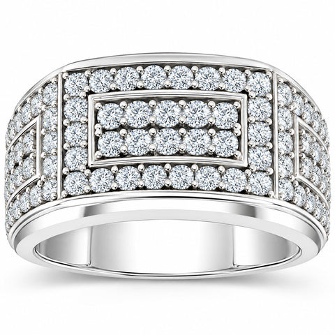 F/VS 2Ct Men's Diamond Ring in 14k Gold Lab Grown