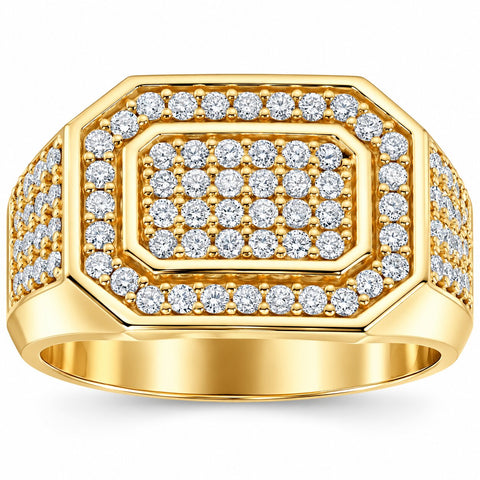 1Ct Men's Diamond Ring 10k Yellow Gold