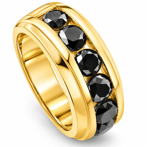 4 3/8Ct TW Black Diamond Men's Ring 10k Yellow or White Gold