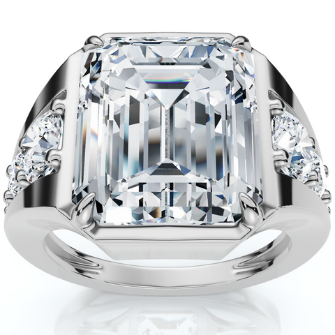 Certified 8Ct Men's Mike Emerald Diamond Anniversary Ring Gold Lab Grown