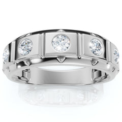 VS 1/2Ct Men's Diamond High Polished Wedding Ring Lab Grown Anniversary Band