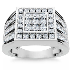 F/VS 1Ct Men's Diamond Ring in 14k Gold Lab Grown
