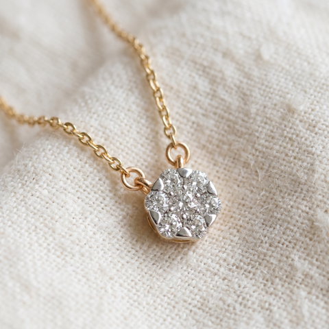 1/4Ct Diamond Halo Round Pendant Yellow Gold Women's Necklace 18" Lab Grown