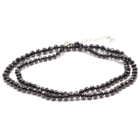 121 Ct Black Diamond Faceted Bead Necklace 22" 14k Yellow Gold (4.5-5.5mm)