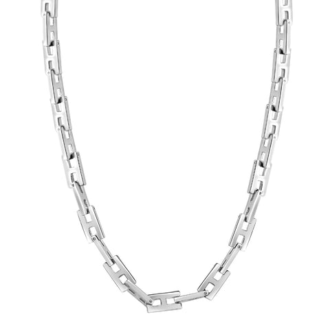 Men's Polished Steel Single Tone Clasp 8mm Flexible H Link  22" Chain