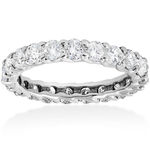 3 ct TW Round Diamond Eternity Wedding Ring 14K White Gold Womens Stackable Band