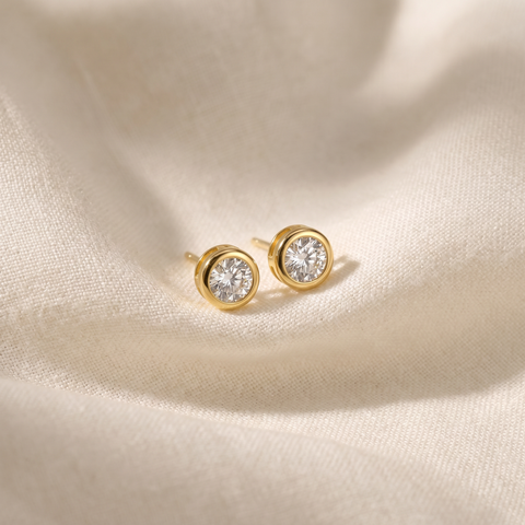 1 Carat TW Diamond Bezel Stud Earrings in 14k Gold Lab Grown