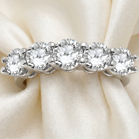 3 CT Round Diamond Five Stone Wedding Anniversary Engagement Ring 14K White Gold