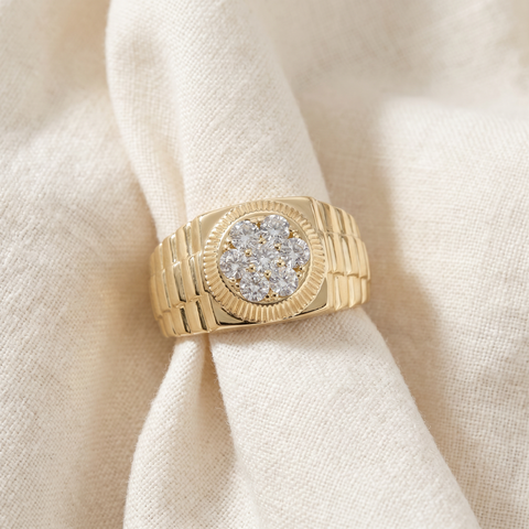 1Ct TDW Men's Diamond Ring 14k Yellow Gold (H-I, SI)
