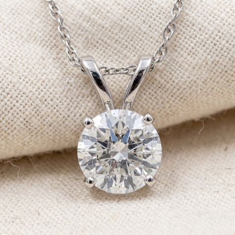 3/4ct Diamond Round Solitaire Pendant 14K White Gold Lab Grown