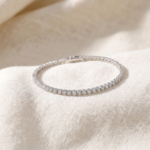3 Ct TW Round Cut Lab Grown Diamond Tennis Bracelet In 14k White Gold 7"
