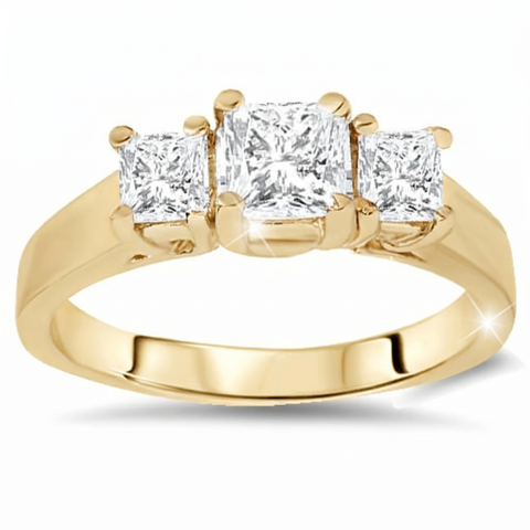 1ct Three Stone Diamond Ring 14K Yellow Gold