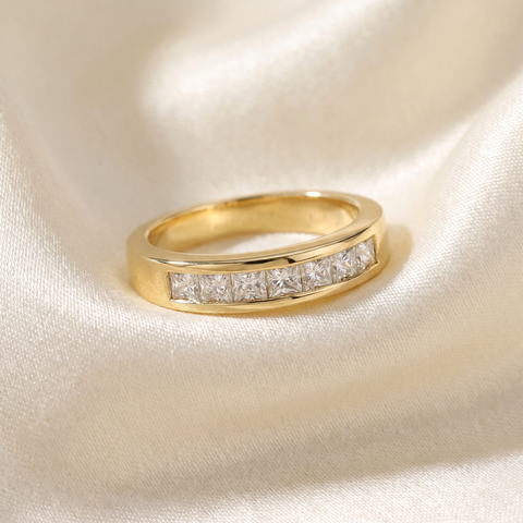 1ct Princess Cut Diamond Wedding Anniversary Ring 14k Yellow Gold