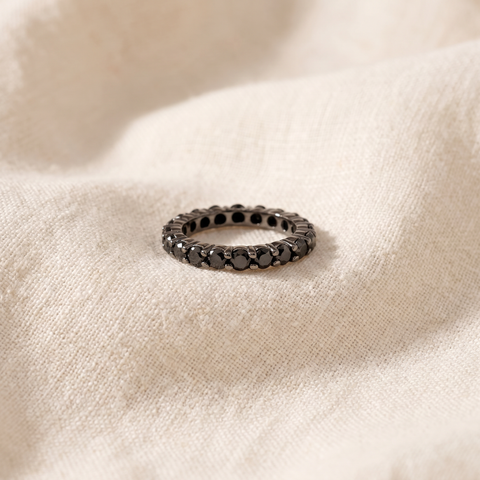 3 1/2CTTW Black Diamond & Black Gold Womens Eternity Stackable Ring