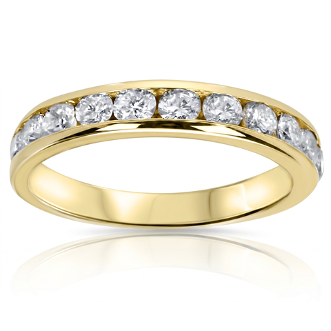 1ct TW Diamond Wedding Channel Set Anniversary Ring 14K Yellow Gold Ring Band