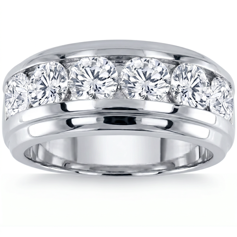 F/VS 4Ct Men's Diamond Ring in 10k Gold Lab Grown