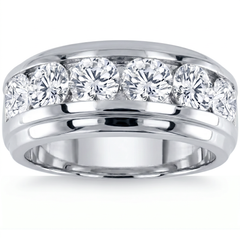 F/VS 4Ct Men's Diamond Ring in 10k Gold Lab Grown