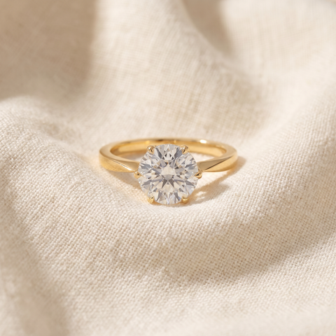 2 Ct Diamond Solitaire Engagement Ring 14k Yellow Gold Lab Grown