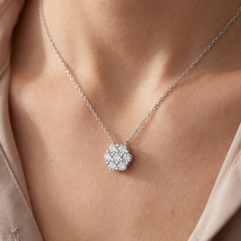 1Ct Diamond Pendant 14k White Gold