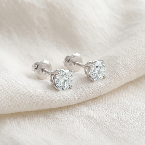 1/2 - 2Ct Diamond Screw Back Studs 14k Gold Earrings Lab Grown (GH/VS2-SI1)