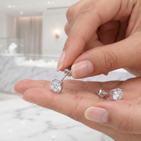 1/2 - 2Ct Diamond Screw Back Studs 14k Gold Earrings Lab Grown (GH/VS2-SI1)