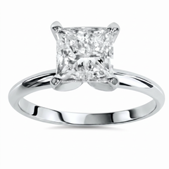 Certified 2Ct Princess Cut Solitaire Diamond Engagement Ring 14k Gold Lab Grown