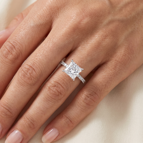 2 3/4 Ct Princess Cut Lab Grown Diamond Engagement Ring 14k White Gold (H-I, VS)