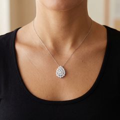 2Ct TW Real Diamond Tear Drop Pendant 10k White Gold 18" Women's Necklace