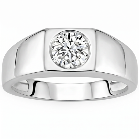 1 ct Solitaire Diamond Mens Wedding Ring 14k White or Yellow Gold Enhanced