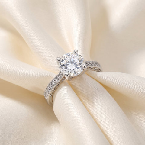 2 1/6 ct Lab Created Eco Friendly Diamond   Engagement Ring 14k White Gold