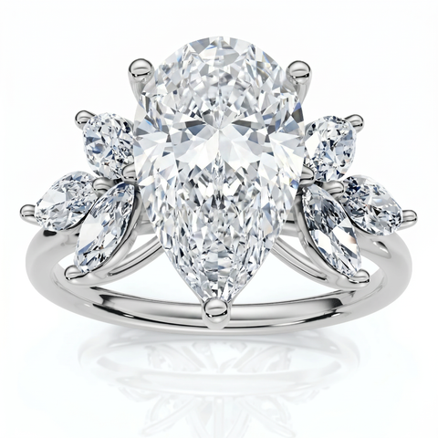 Certified 3.20Ct Rayuka Pear Diamond Engagement Ring 14k Gold or Pt Lab Grown