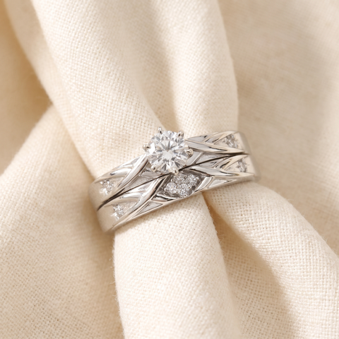 1/3ct Diamond Engagement Wedding Ring Set 14K White Gold
