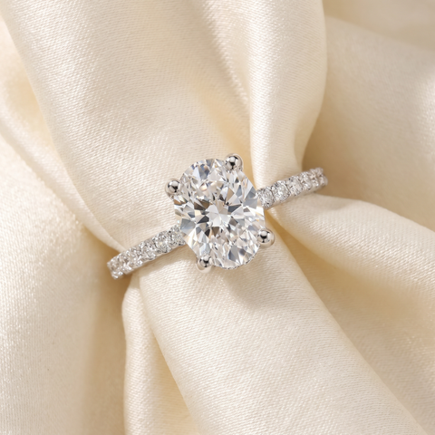 VS 1.50Ct Oval Diamond Engagement Ring White Yellow or Rose Gold Lab Grown