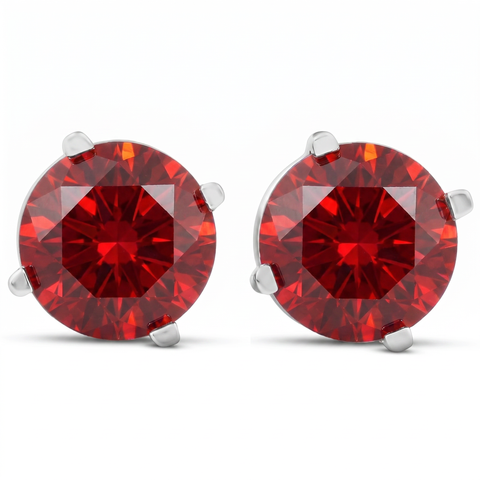 2ct Ruby Studs 14K White Gold Womens Earrings