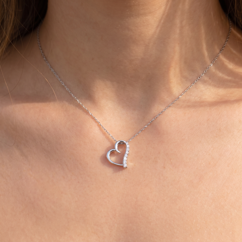 Diamond Heart Shape Pendant 10K White Gold