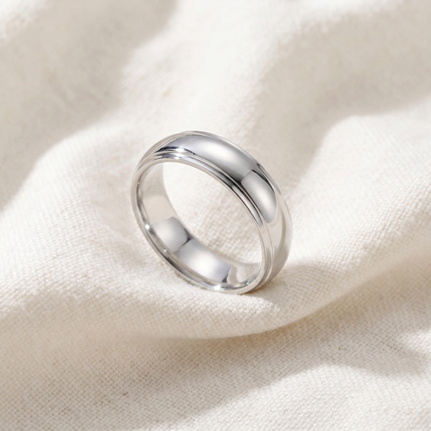 Step Cut Polished Wedding Band 950 Platinum