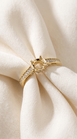 1/5ct Semi Mount Engagement Ring Setting 14K Yellow Gold