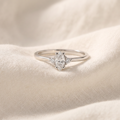 Marquise Diamond Three Stone Engagement Ring 1/3 ct 10k White Gold