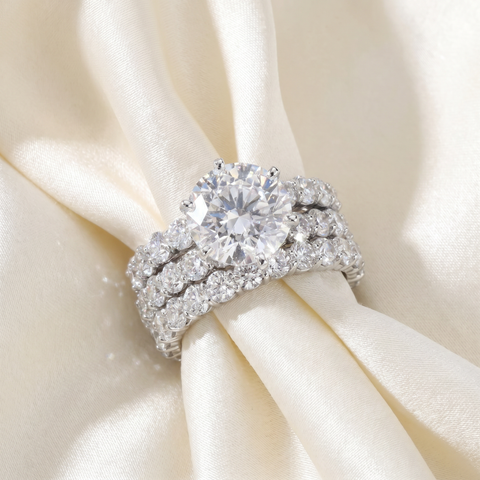 9 Ct Diamond Engagement Ring Eternity Guard Wedding Band Set White Gold Enhanced