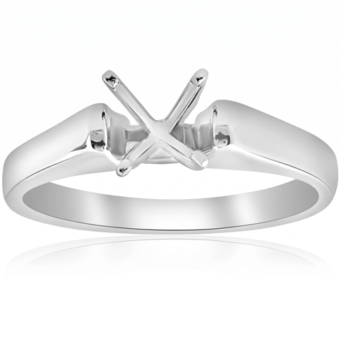 14k White Gold Solitaire Cathedral Engagement Ring Setting Solid Semi Mount