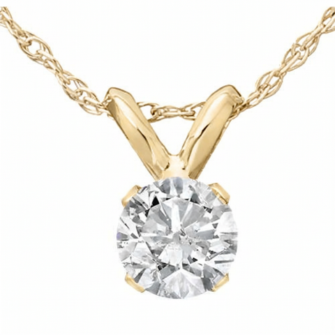 1/4Ct Solitaire Diamond Pendant available in 14K White or Yellow Gold