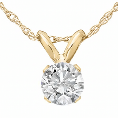 1/4Ct Solitaire Diamond Pendant available in 14K White or Yellow Gold