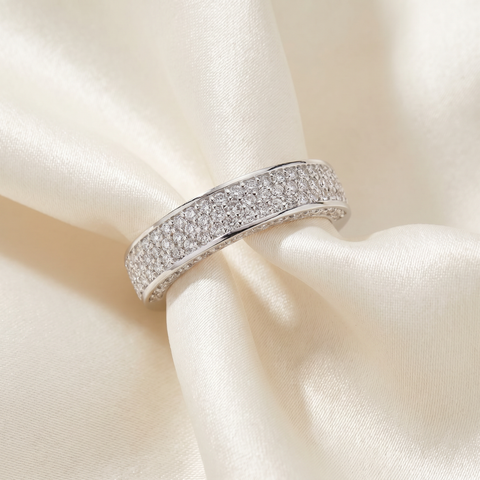 1 ct Diamond Pave Wedding Ring Womens Anniversary Stackable Band 14k White Gold