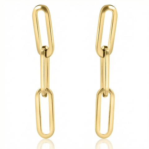 14k Yellow Gold Clip Dangle Women's Earrings 3/4" Tall