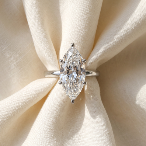 Certified 6Ct Marquise Solitaire Diamond Engagement Ring Lab Grown
