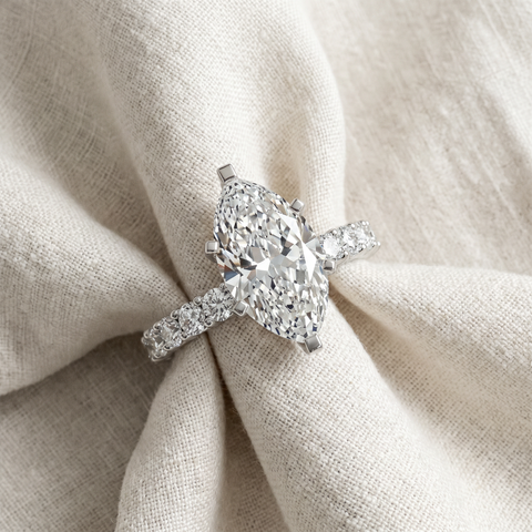 Certified 4.40Ct Marquise Eternity Engagement Ring 14k Gold or Pt Lab Grown