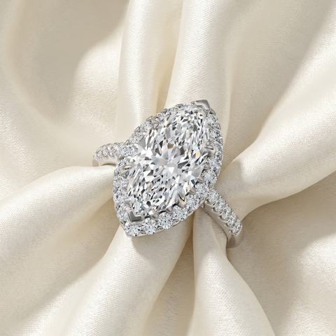 Certified 2.40Ct Marquise Halo Diamond Engagement Ring 14k Gold or Pt Lab Grown