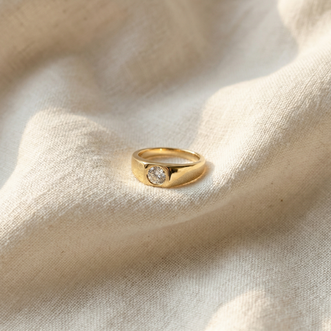 1 ct Solitaire Yellow Gold Diamond Mens Ring Polished Wedding Band  Enhanced 14k