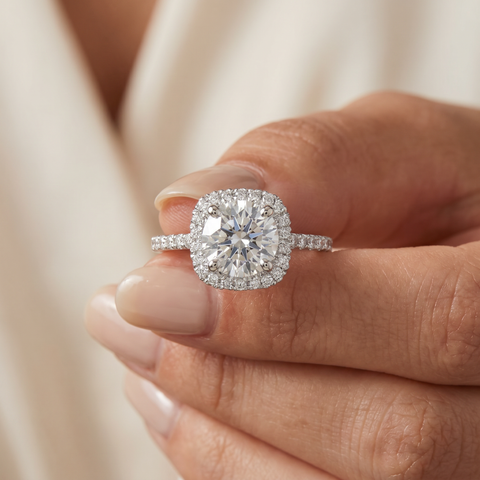 1 3/4 CT Halo Diamond Engagement Ring Round Cut 14K White Gold - 10