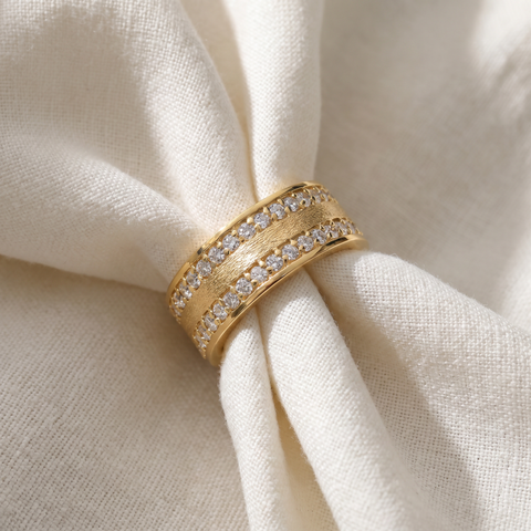 1 1/2ct Channel Set Diamond Brushed Wedding Eternity Ring 14K Yellow Gold